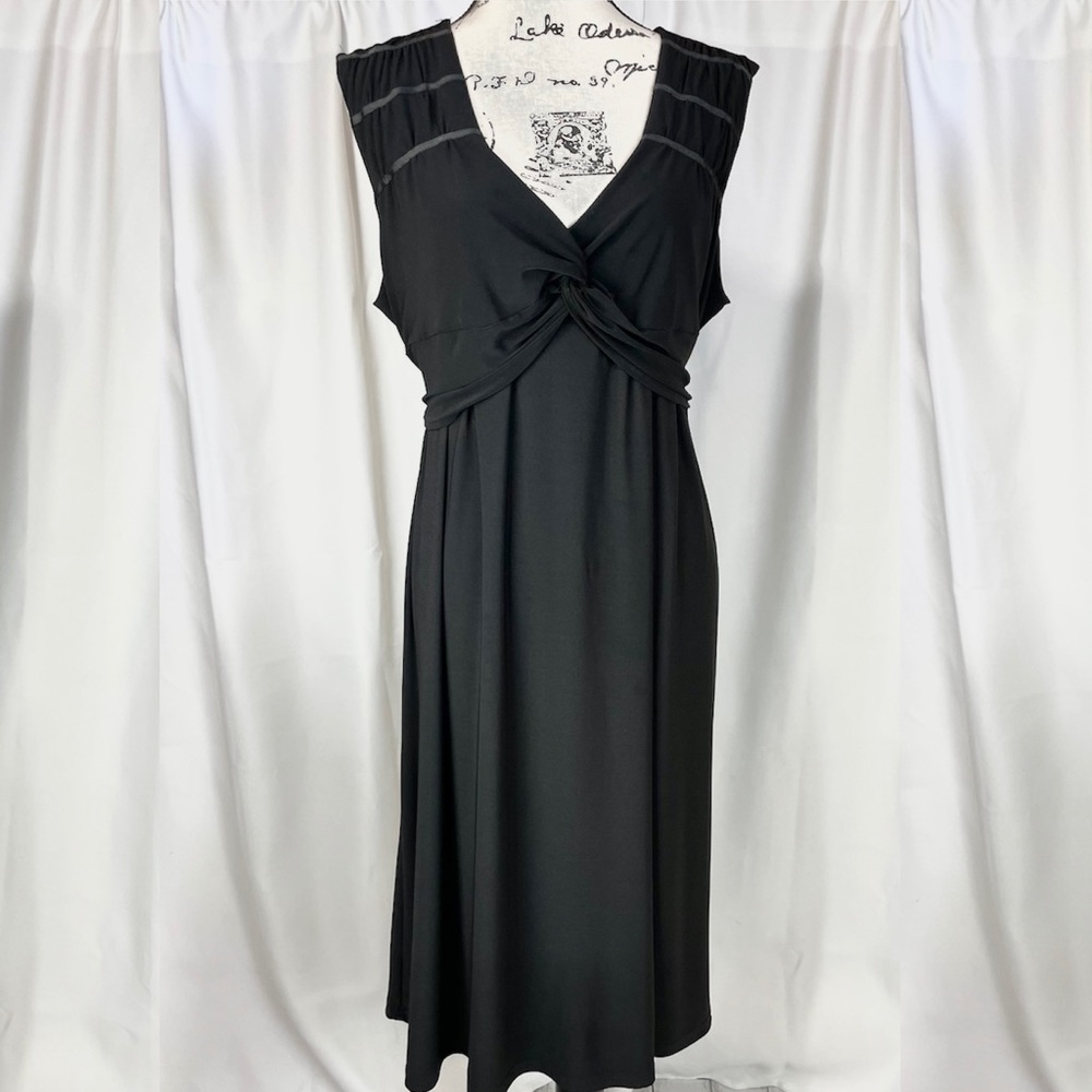Lanalee XL Black Formal Midi Length Dress Wedding Guest Business Travel NWT